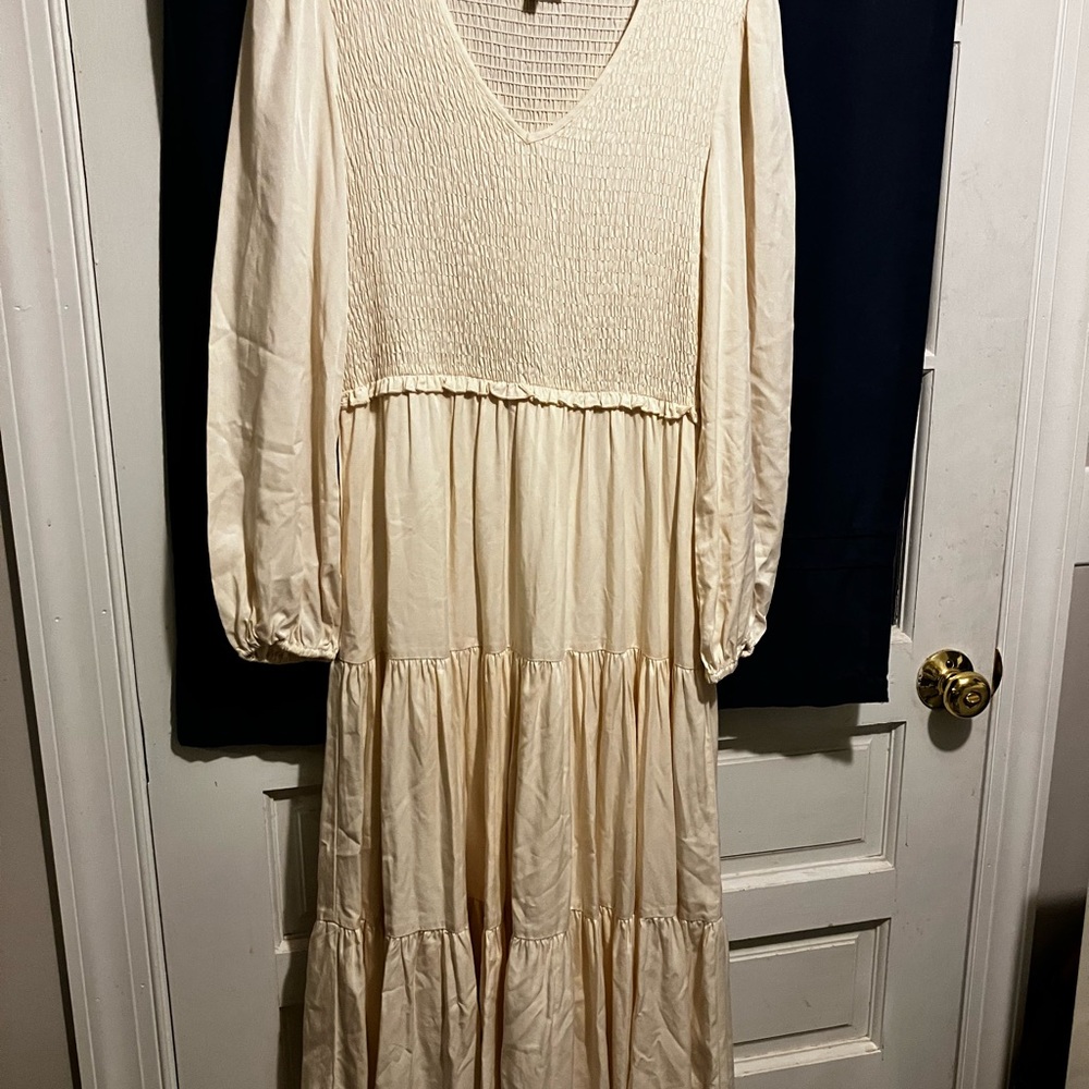 Bohme Cream Long Sleeve Maxi Dress small